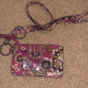Vera Bradley Pink Wristlet with Lanyard